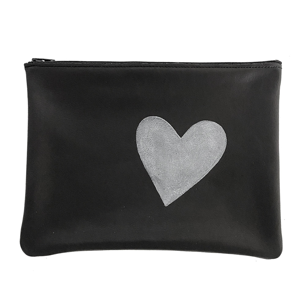 BASIC HEART HAND PAINTED ZIP POUCH