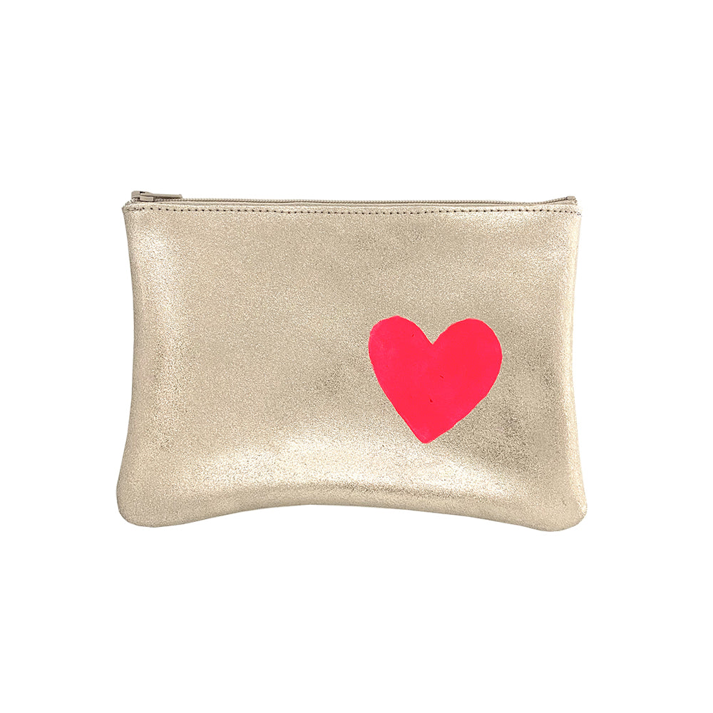 SPARKLE HEART HAND PAINTED ZIP POUCH