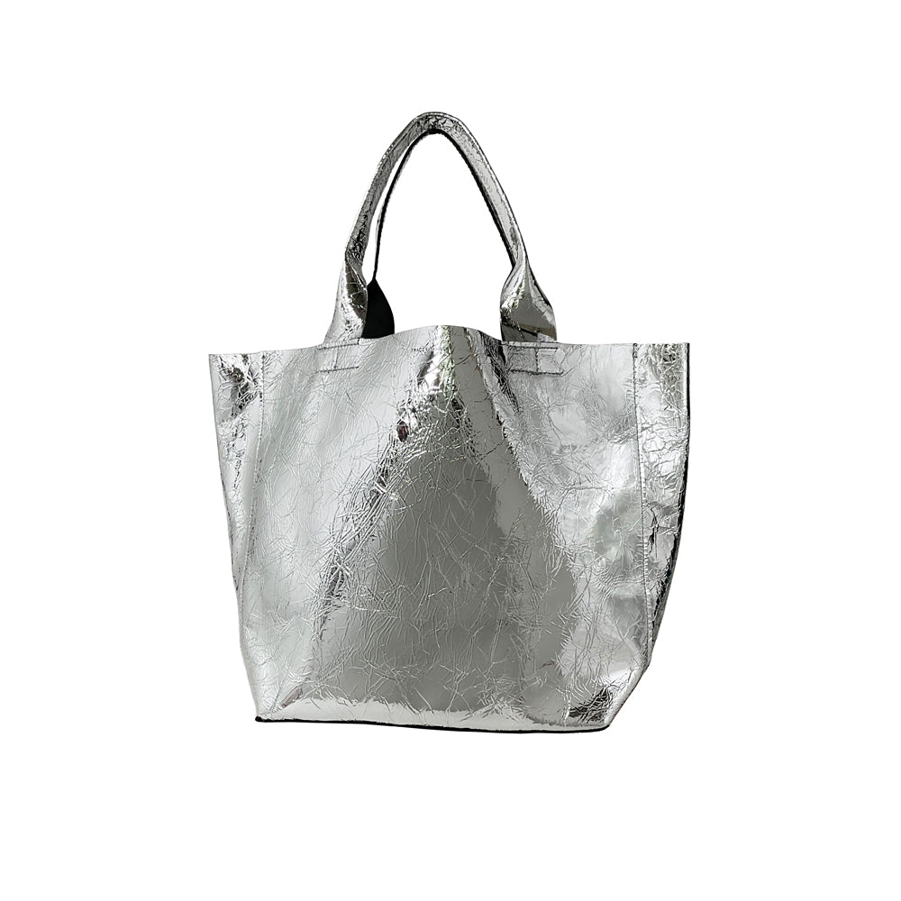 NWT Danielle Nicole Silver Metallic Leather Lewin newest Tote