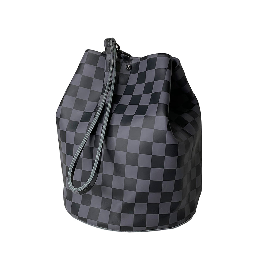 Checkered online bucket bag