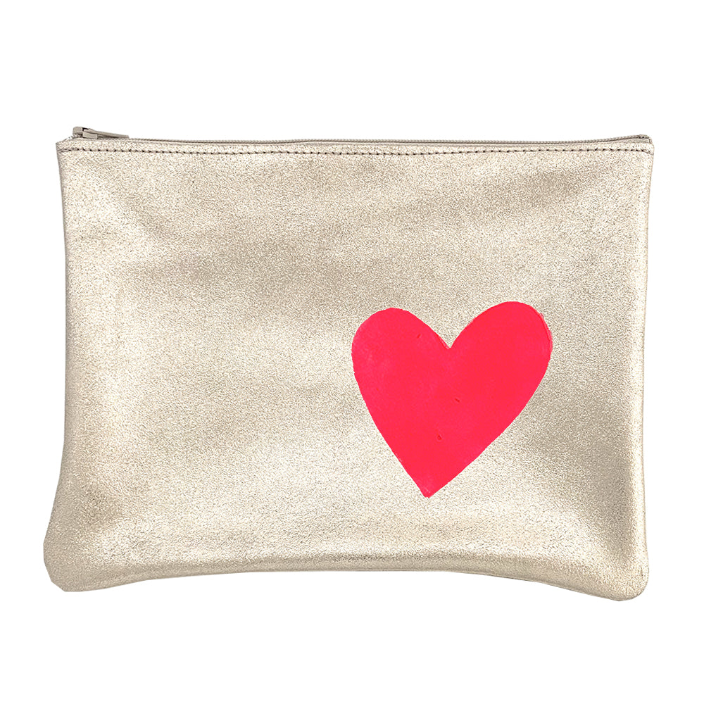 SPARKLE HEART HAND PAINTED ZIP POUCH