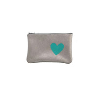 SPARKLE HEART HAND PAINTED ZIP POUCH